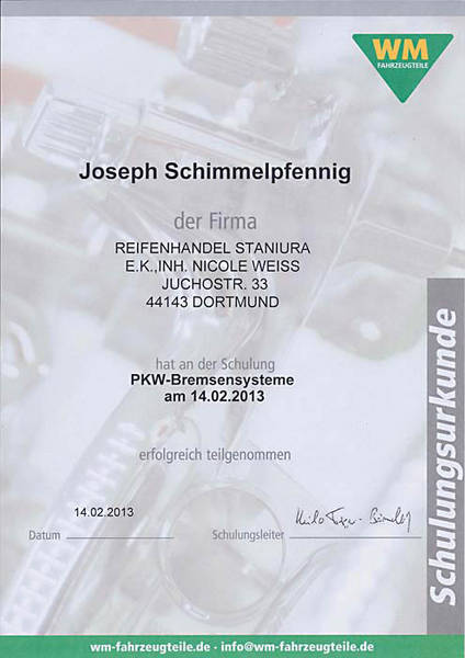 Schulung PKW-Bremsensysteme