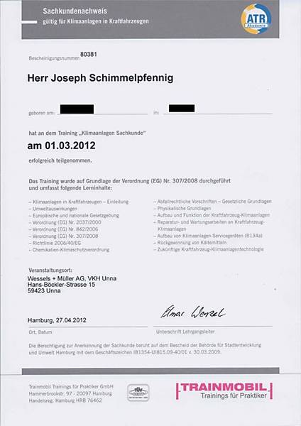 Sachkundenachweis "Klimaanlagen"